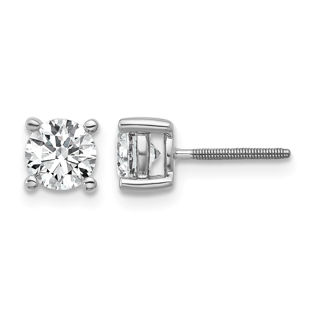 18kw 1ct Cert Lab Grown Diamond VS+ F+ Round Complete Screwback Earrings