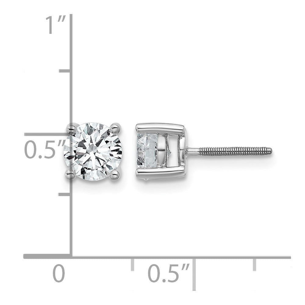 18kw 1/2ct Cert Lab Grown Dia VS+ F+ Round Comp Screwback Earrings
