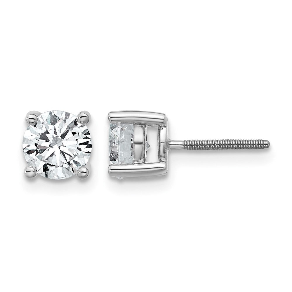 18kw 1/2ct Cert Lab Grown Dia VS+ F+ Round Comp Screwback Earrings