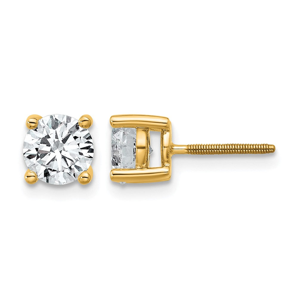 18ky 1 1/2ct Lab Grown Diamond VS+ F+ Round Complete Screwback Earrings