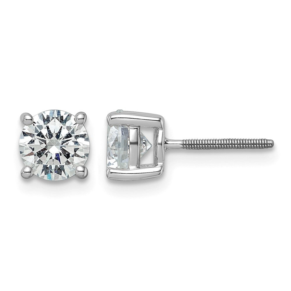 18kw 3ct Cert Lab Grown Diamond VS+ F+ Round Comp Screwback Earrings