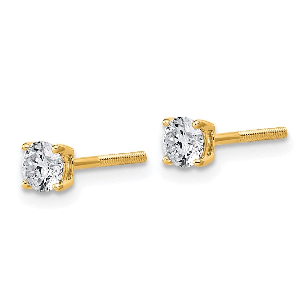 14ky 1/2ct Lab Grown Dia VS/SI+ G+ Round Comp Ltwt Screwback Earrings