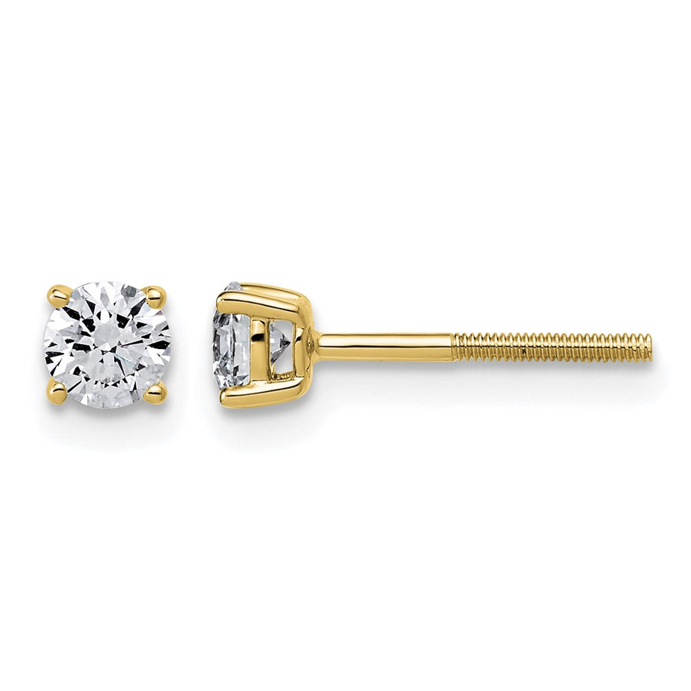 14ky 1/2ct Lab Grown Dia VS/SI+ G+ Round Comp Ltwt Screwback Earrings