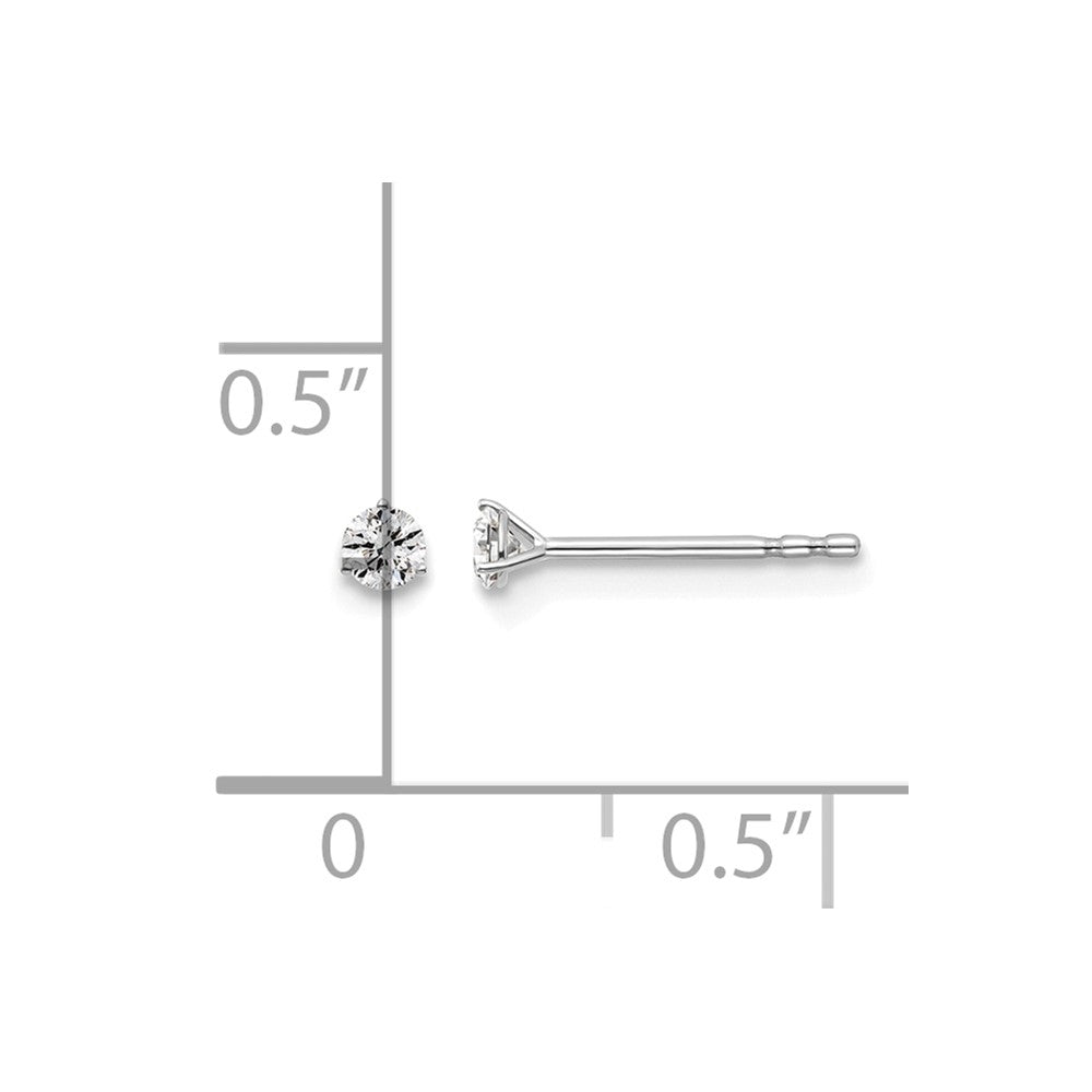 Platinum 1/10ct Lab Grown Dia VS+ F+ Round Comp 3 Prong Stud Earrings