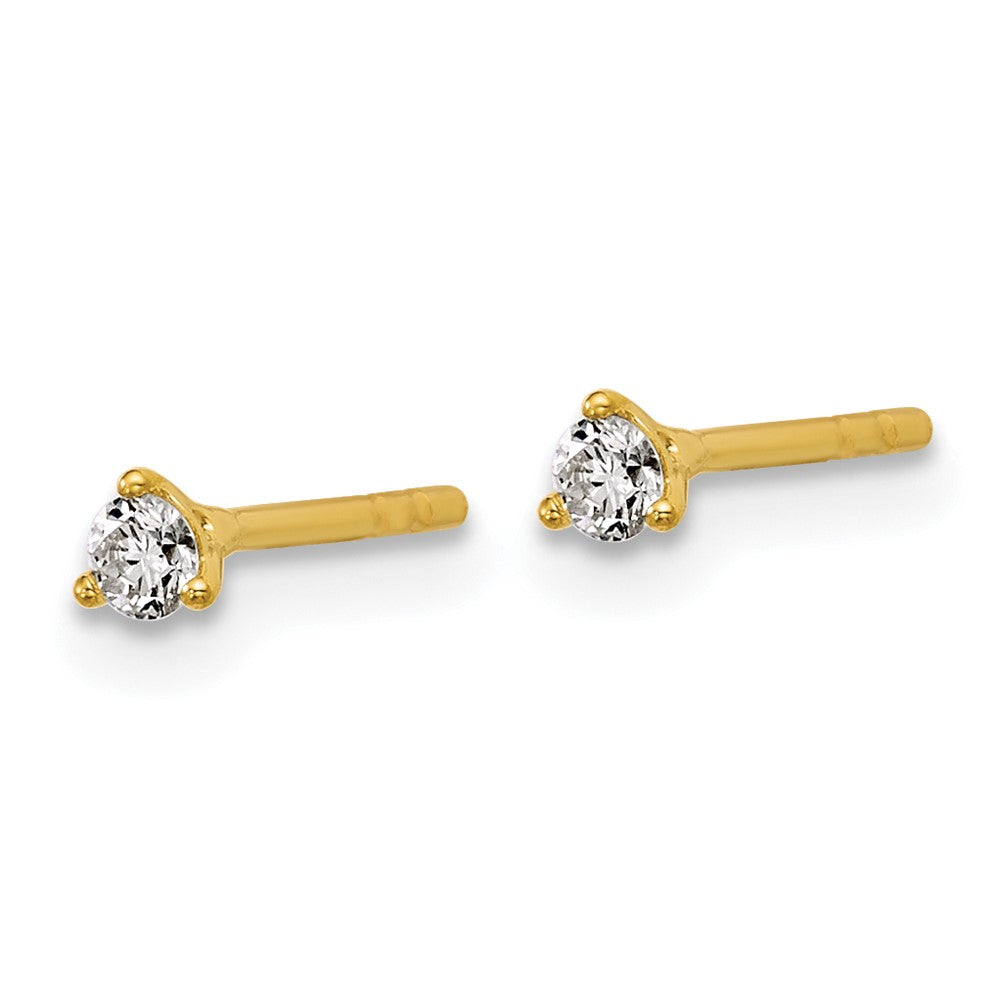 14ky 1/10ct Lab Grown Diamond VS+ F+ Round Comp 3 Prong Stud Earrings
