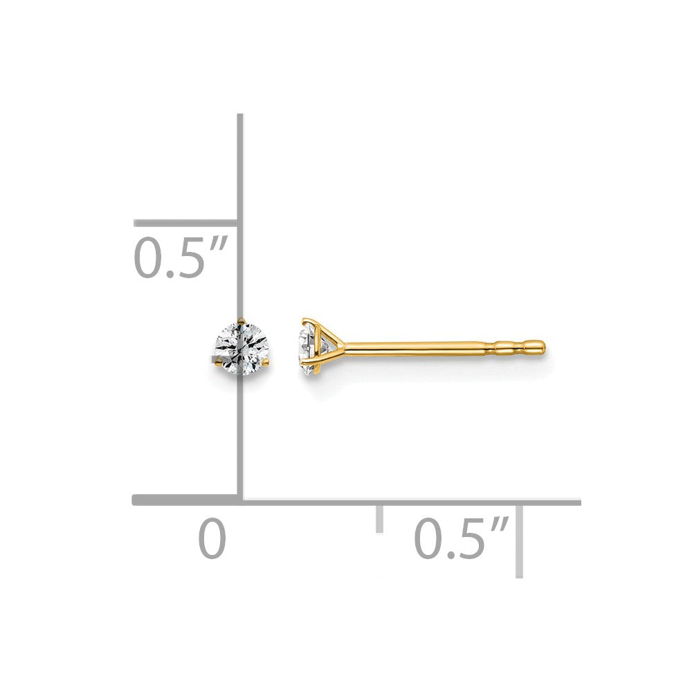 14ky 1/10ct Lab Grown Diamond VS+ F+ Round Comp 3 Prong Stud Earrings