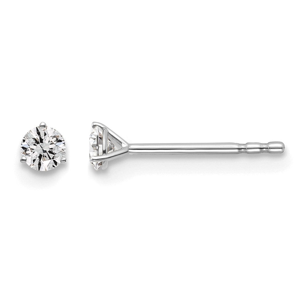 14kw 1/6ct Lab Grown Diamond VS+ F+ Round Comp 3 Prong Stud Earrings