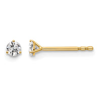 14ky 1/6ct Lab Grown Diamond VS+ F+ Round Comp 3 Prong Stud Earrings