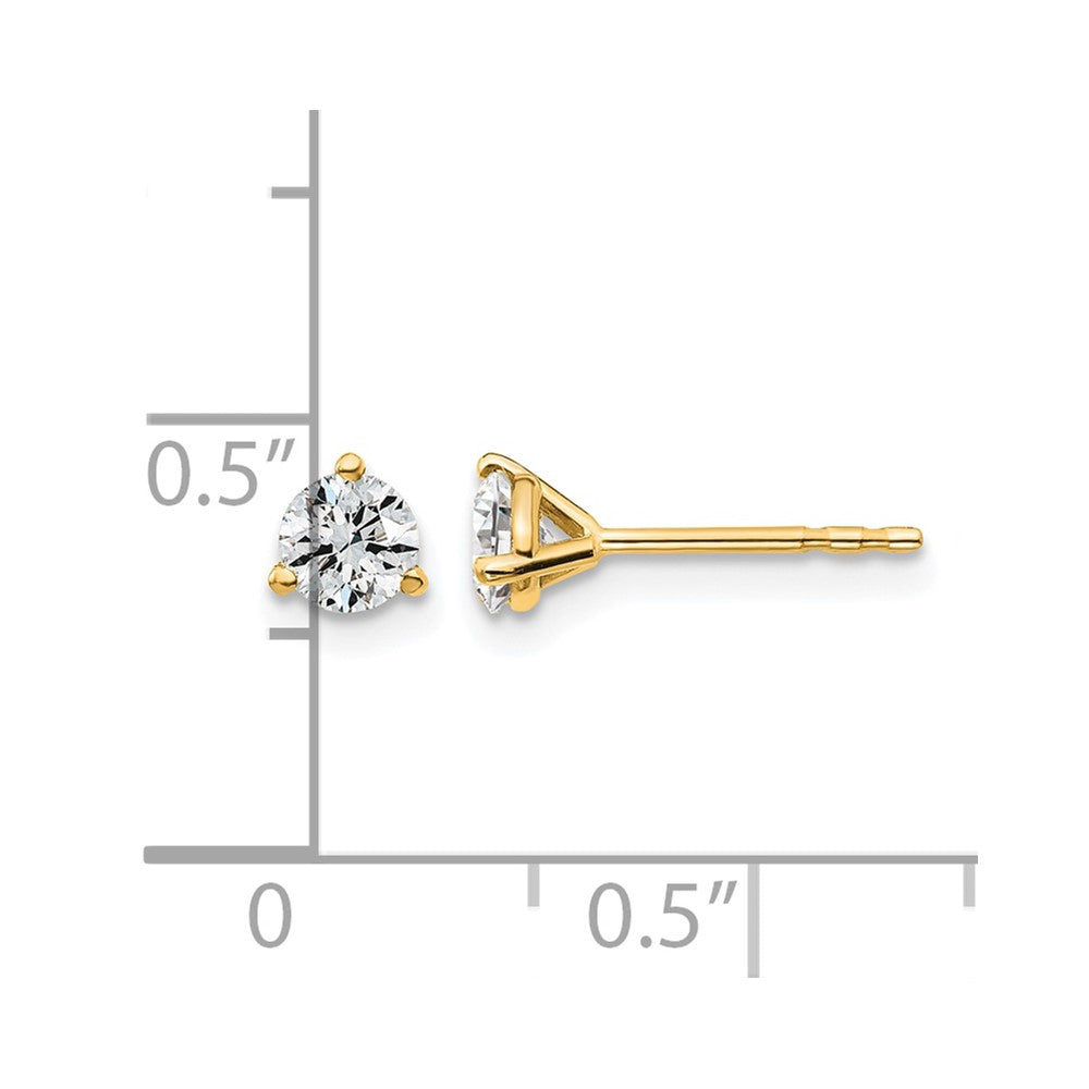 14ky 1/2ct Cert Lab Grown Diamond VS+ F+ Round Comp Stud Earrings