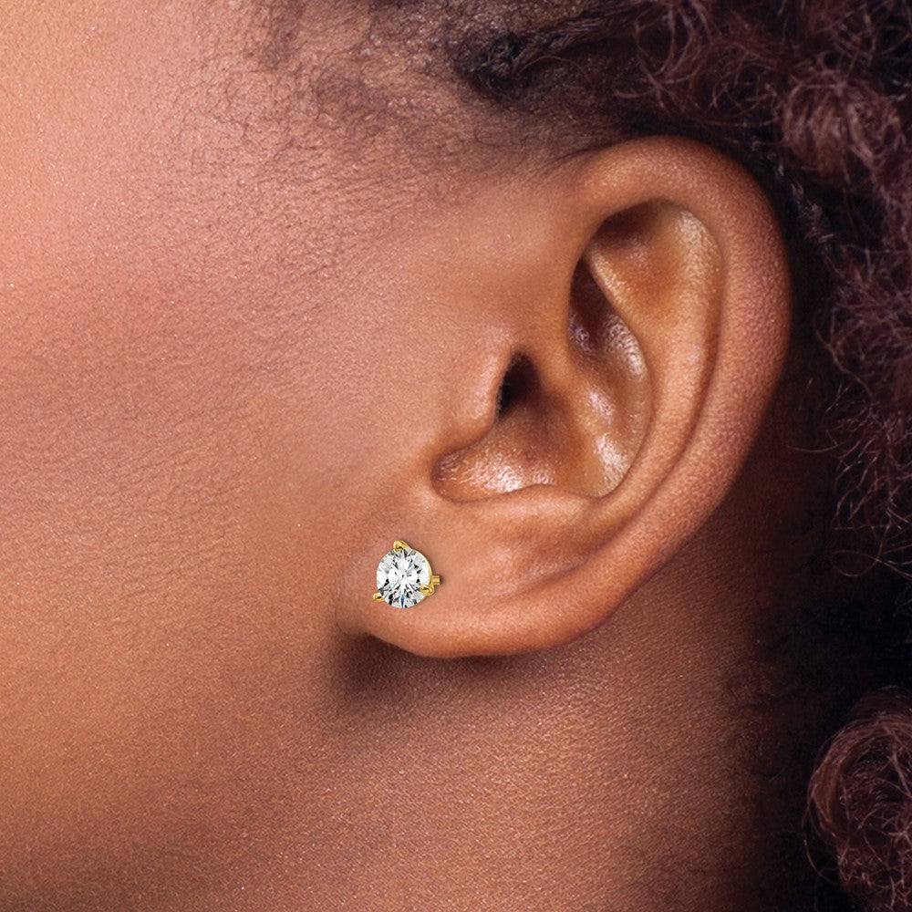 14ky 1ct Cert Lab Grown Diamond VS+ F+ Round Complete Stud Earrings