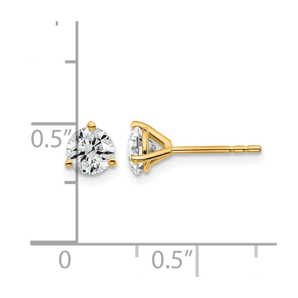 14ky 1ct Cert Lab Grown Diamond VS/SI+ G+ Round Complete Stud Earrings