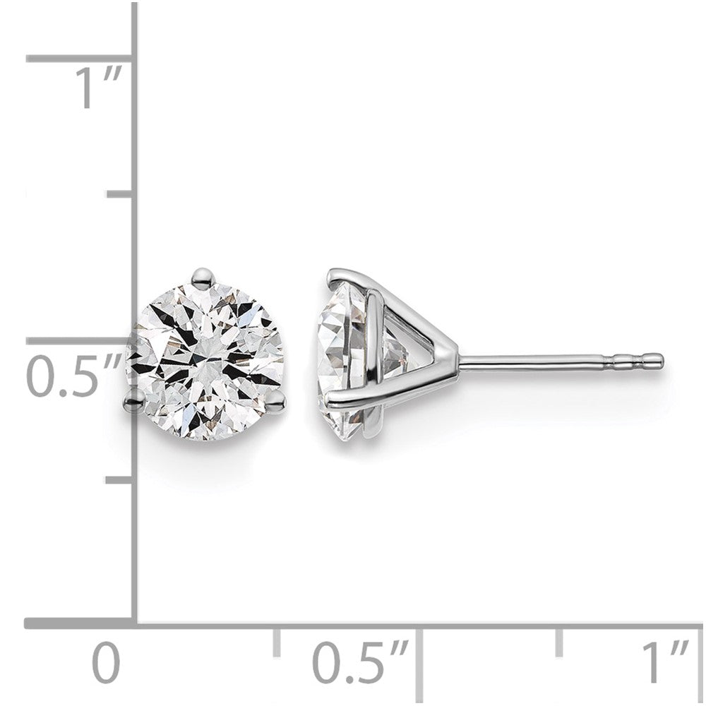 14kw 3ct Cert Lab Grown Diamond VS/SI+ G+ Round Complete Stud Earrings