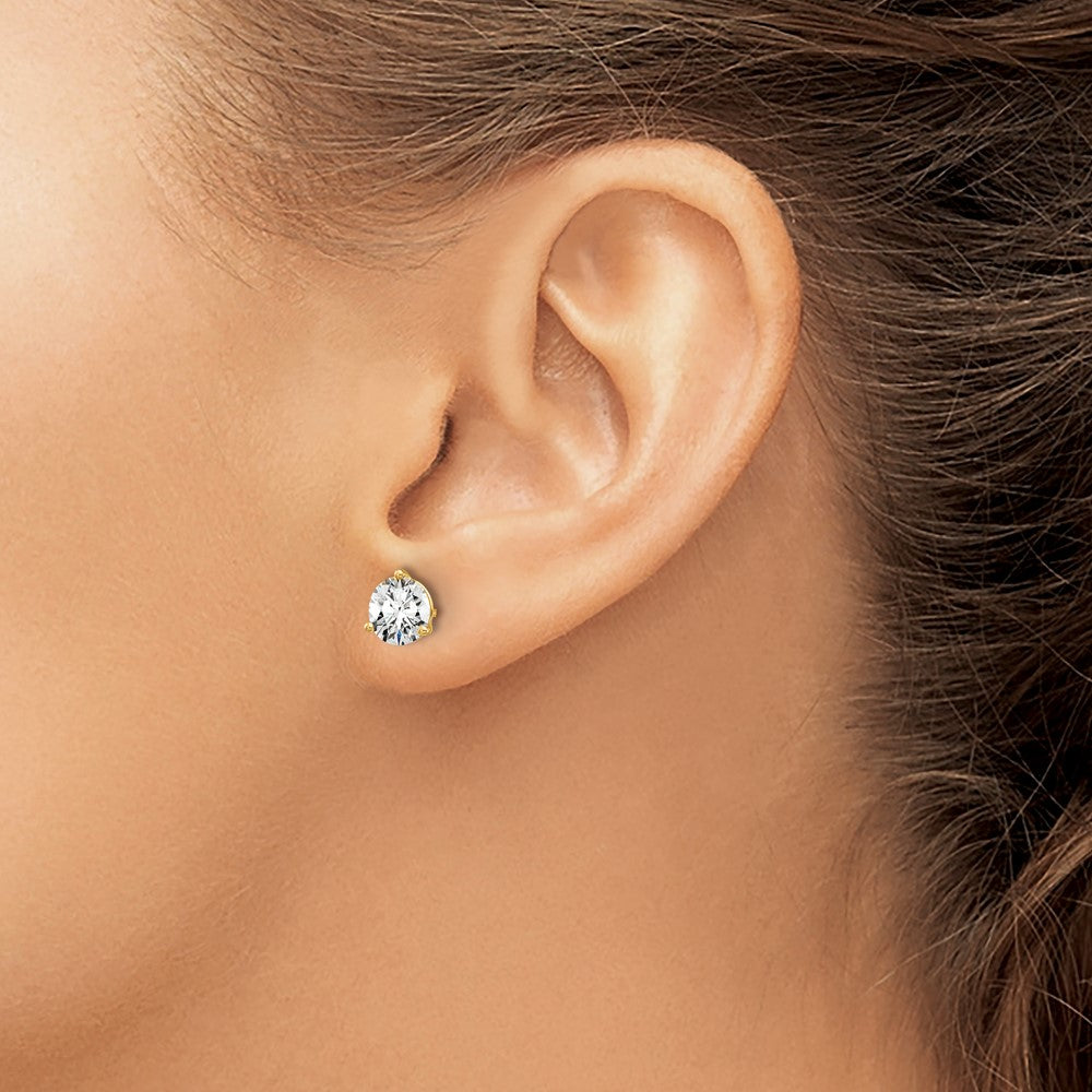 14ky 3ct Cert Lab Grown Diamond VS/SI+ G+ Round Complete Stud Earrings