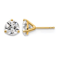 14ky 3ct Cert Lab Grown Diamond VS/SI+ G+ Round Complete Stud Earrings