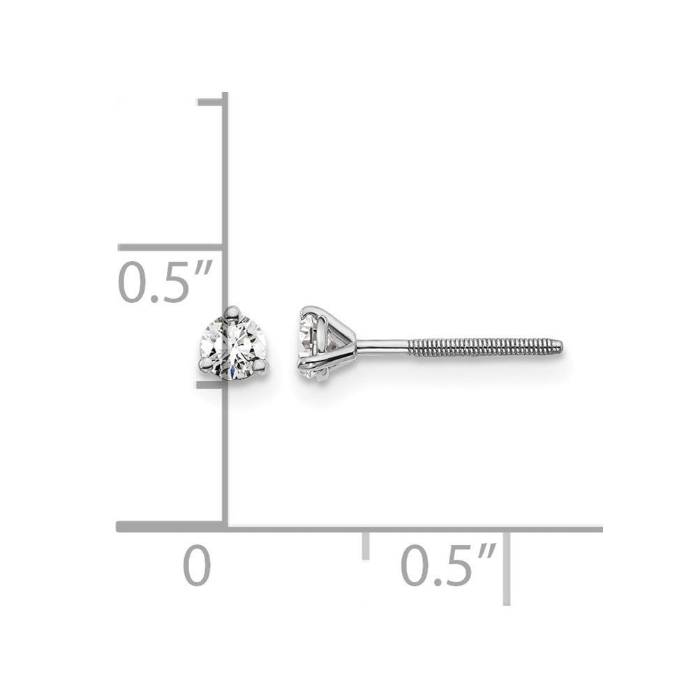 14kw 1/5ct Lab Grown Dia VS+ F+ Round Comp Screwback Stud Earrings