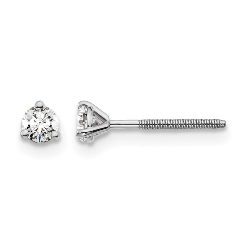 14kw 1/5ct Lab Grown Dia VS+ F+ Round Comp Screwback Stud Earrings