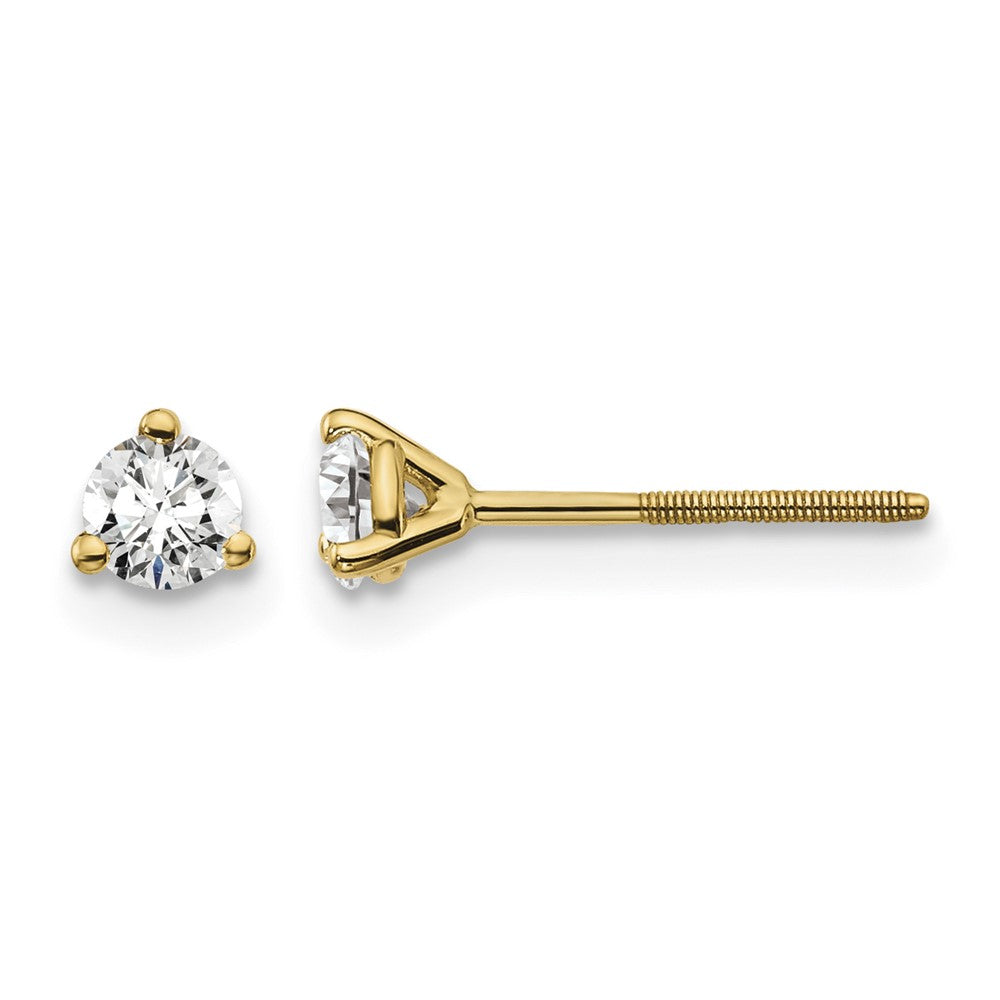 18ky 1/4ct Cert Lab Grown Diamond VS+ F+ Round Comp Screwback Earrings