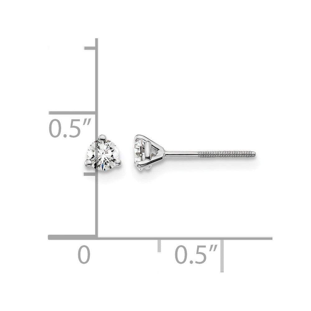 14kw 1/4ct Cert Lab Grown Dia VS+ F+ Round Comp Screwback Stud Earrings