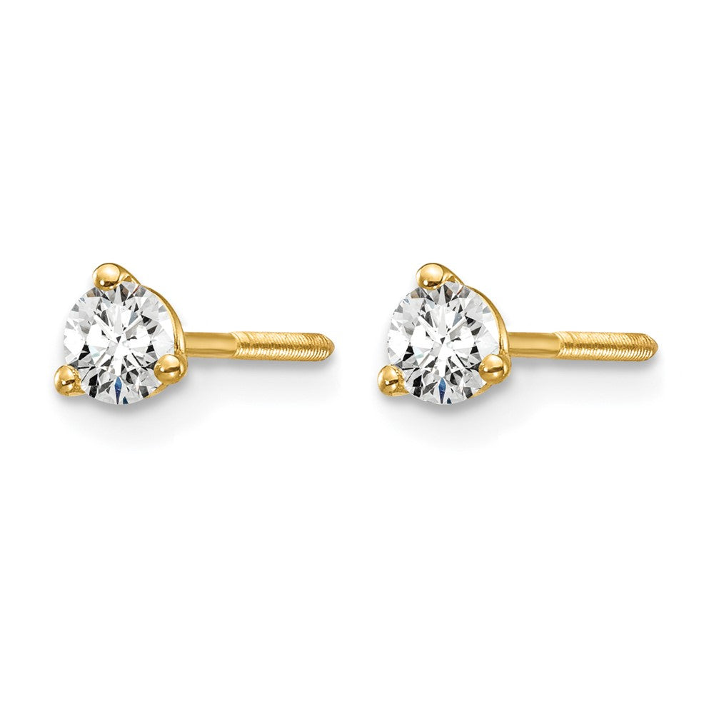 14ky 1/4ct Lab Grown Dia VS/SI+ G+ Round Comp Screwback Stud Earrings