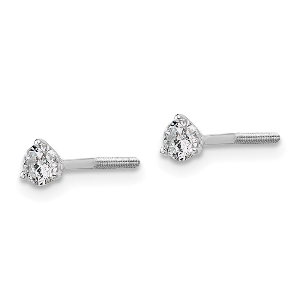 18kw 1/3ct Lab Grown Diamond VS+ F+ Round Comp Screwback Earrings
