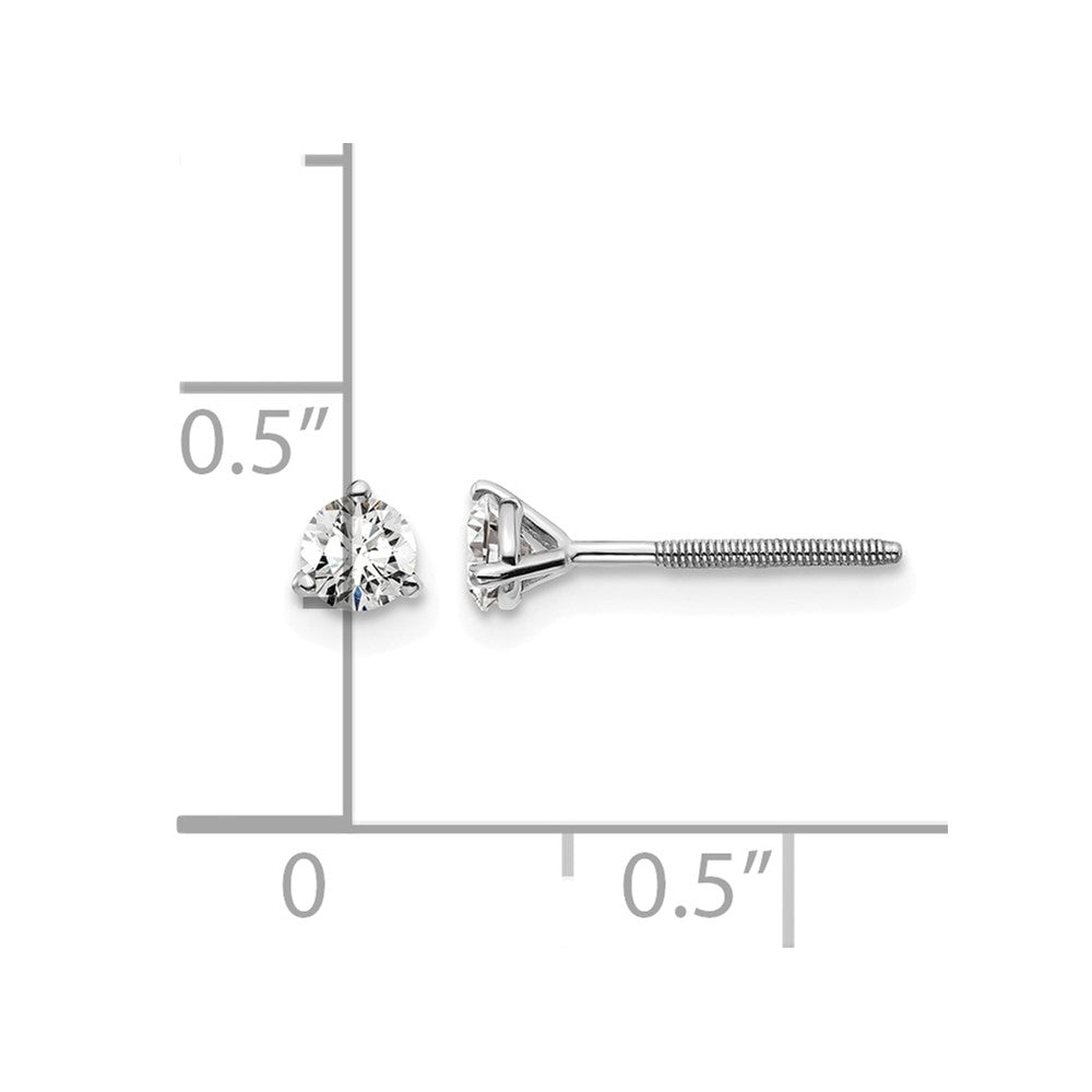 18kw 1/3ct Cert Lab Grown Diamond VS+ F+ Round Comp Screwback Earrings