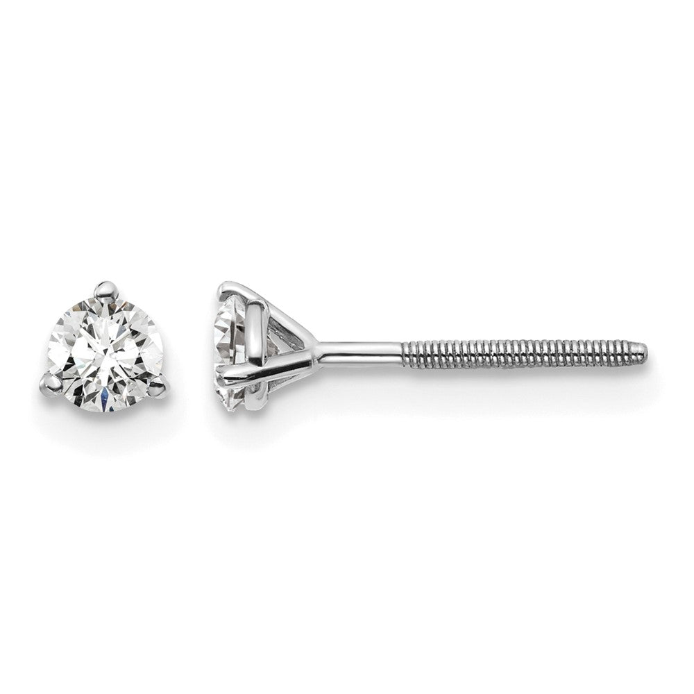 18kw 1/3ct Lab Grown Diamond VS+ F+ Round Comp Screwback Earrings