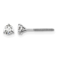 18kw 1/3ct Cert Lab Grown Diamond VS+ F+ Round Comp Screwback Earrings