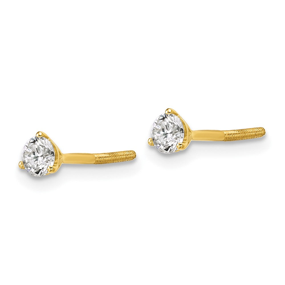 18k 1/3ct Cert Lab Grown Diamond VS+ F+ Round Comp Screwback Earrings