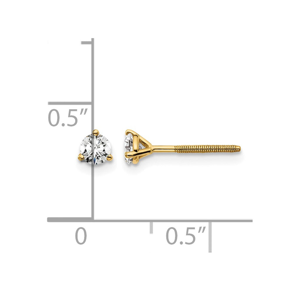 18k 1/3ct Cert Lab Grown Diamond VS+ F+ Round Comp Screwback Earrings