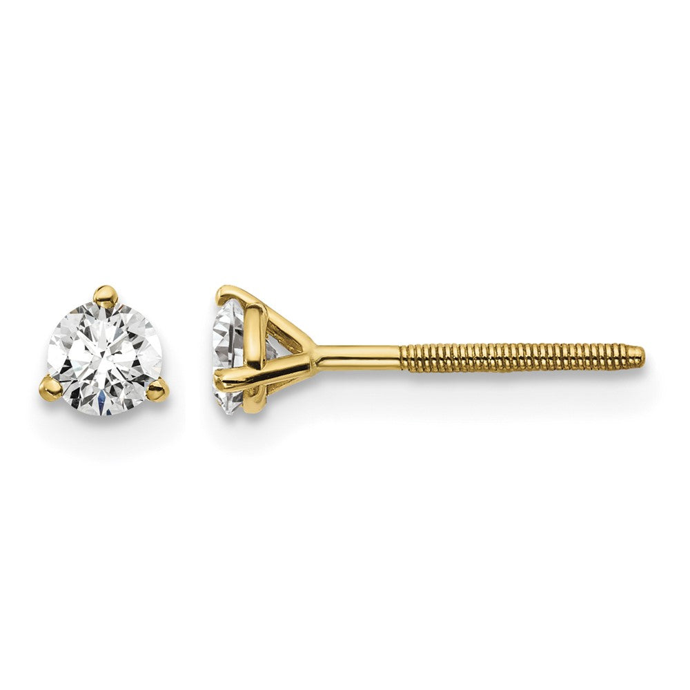 18k 1/3ct Cert Lab Grown Diamond VS+ F+ Round Comp Screwback Earrings