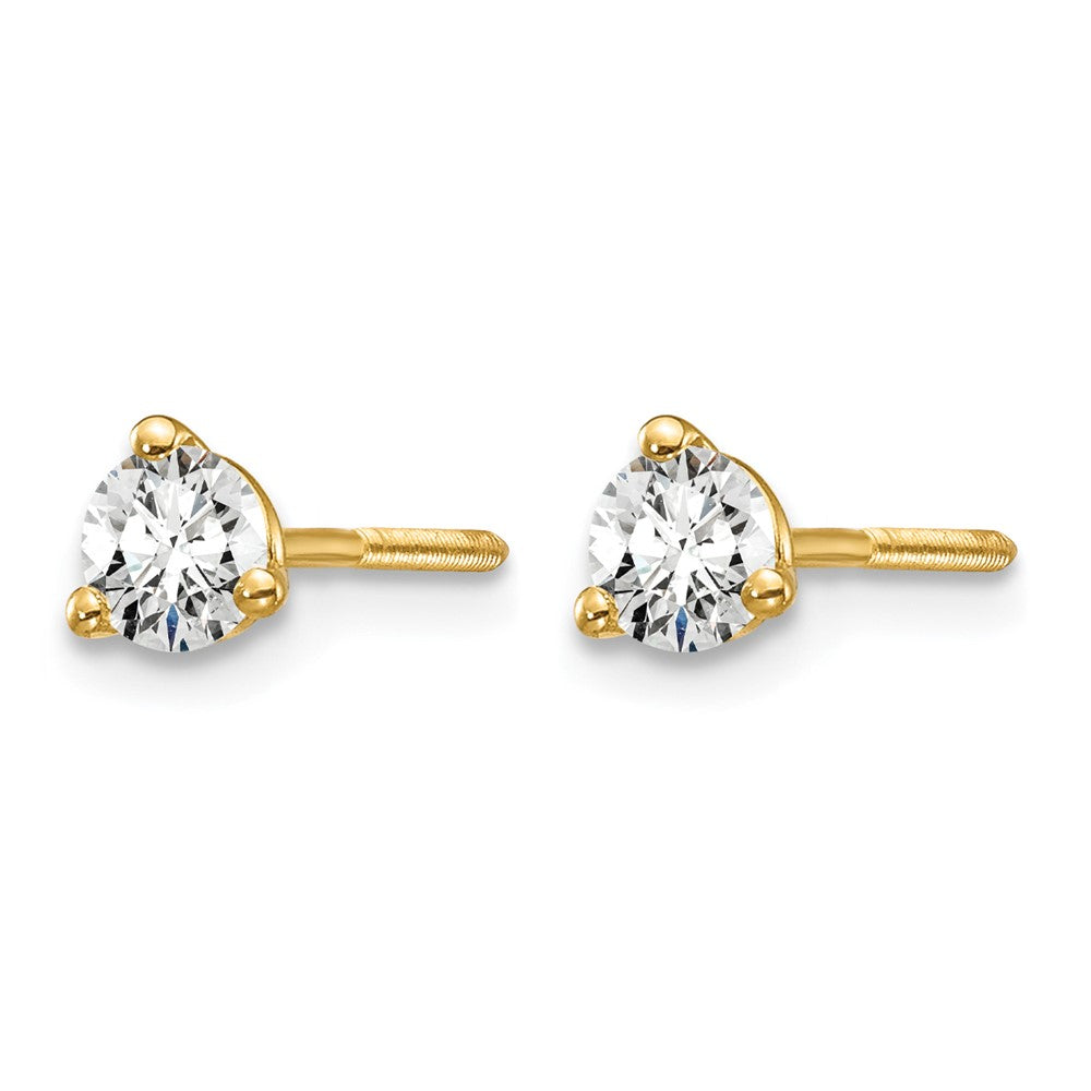 14ky 1/3ct Lab Grown Diamond VS+ F+ Round Comp Screwback Earrings