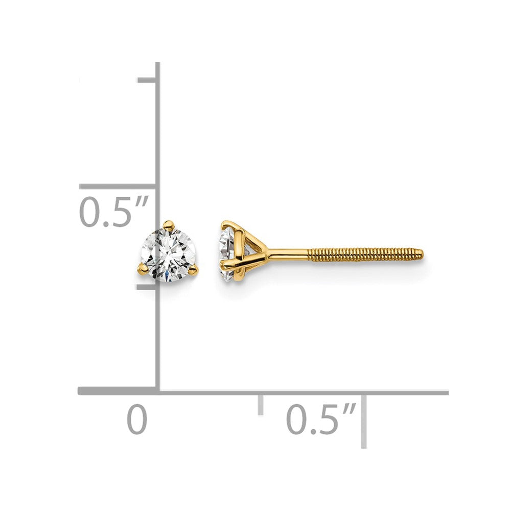 14ky 1/3ct Cert Lab Grown Diamond VS+ F+ Round Comp Screwback Earrings