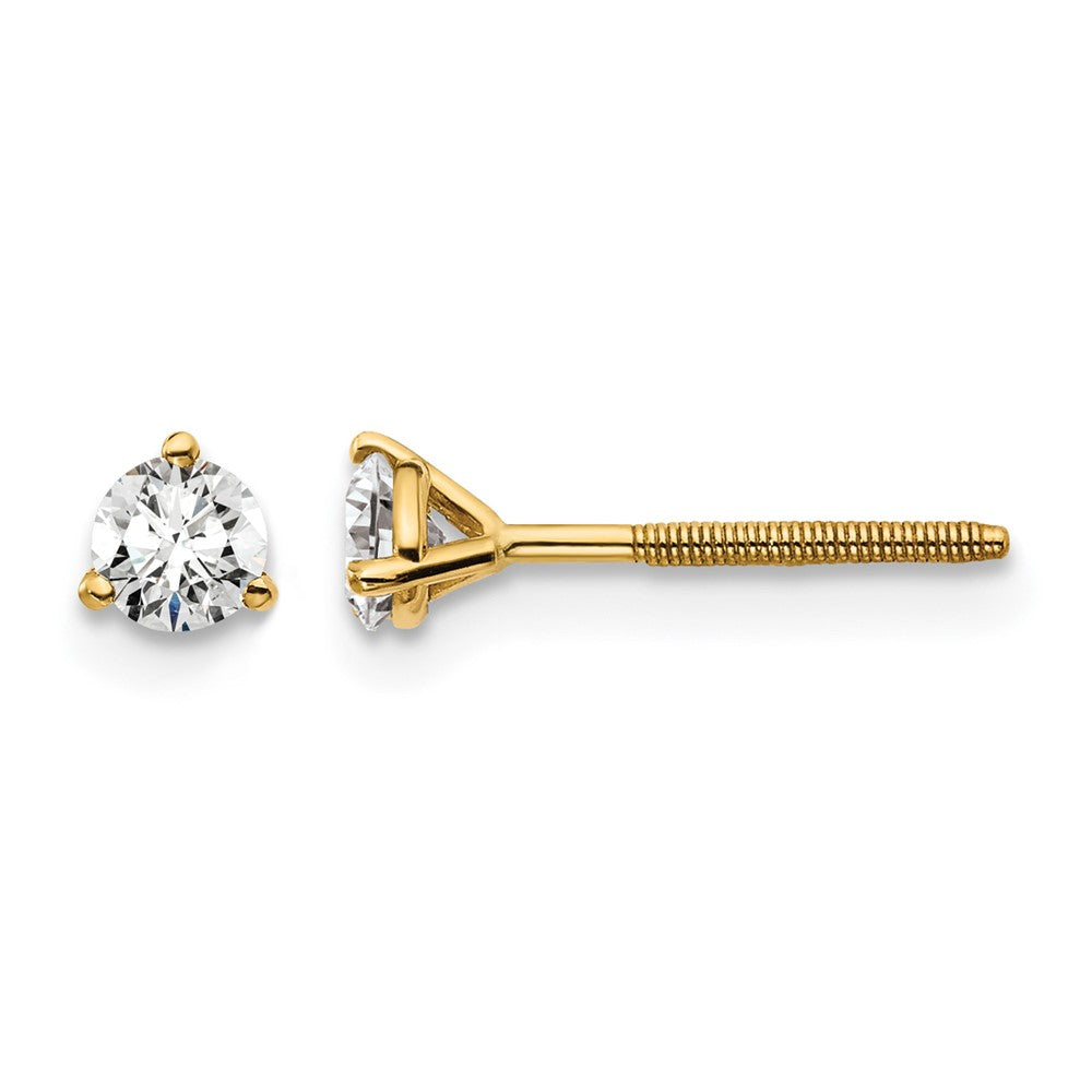 14ky 1/3ct Cert Lab Grown Diamond VS+ F+ Round Comp Screwback Earrings