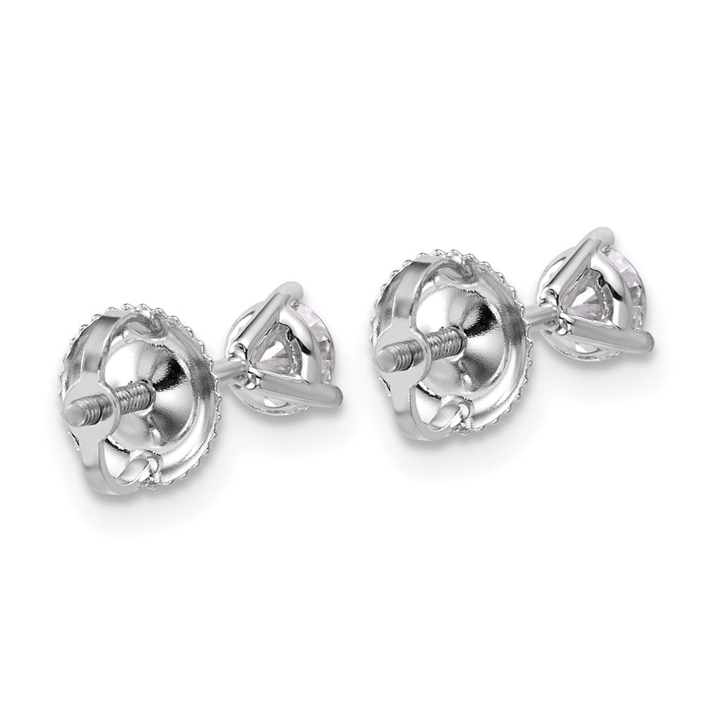 18kw 1/2ct Cert Lab Grown Diamond VS+ F+ Round Comp Screwback Earrings
