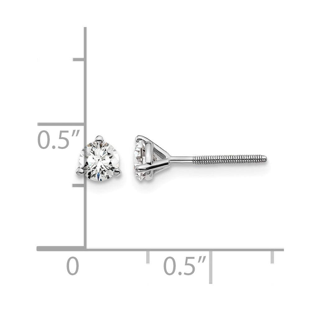 18kw 1/2ct Cert Lab Grown Diamond VS+ F+ Round Comp Screwback Earrings