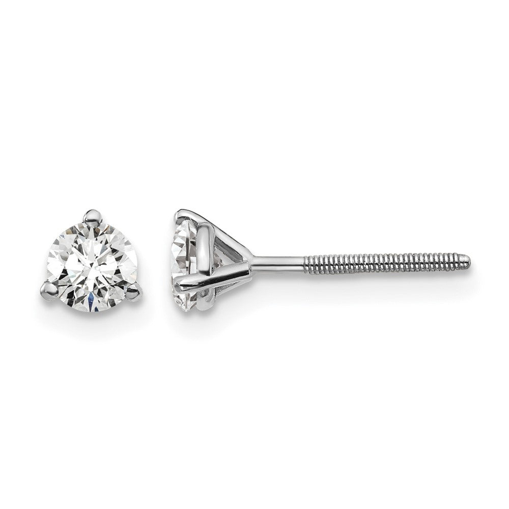 18kw 1/2ct Cert Lab Grown Diamond VS+ F+ Round Comp Screwback Earrings