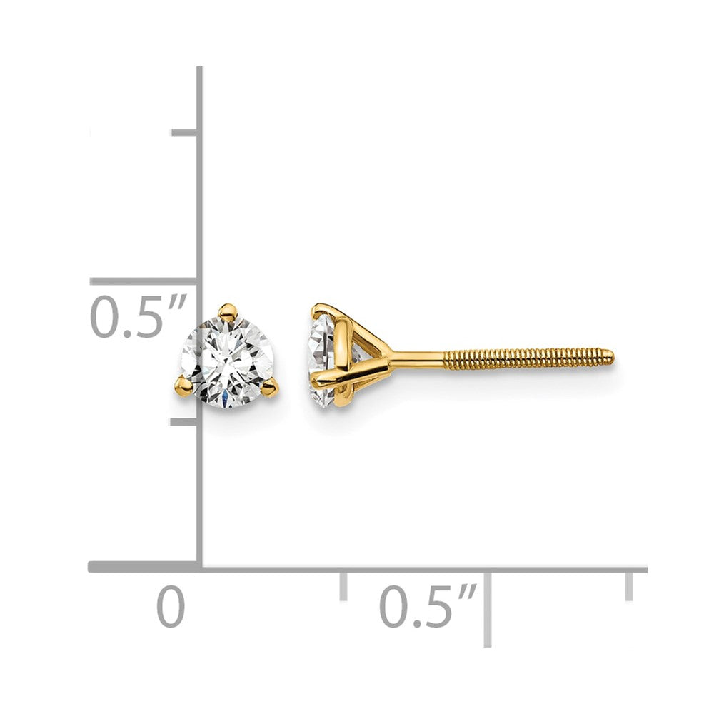 18ky 1/2ct Cert Lab Grown Diamond VS+ F+ Round Comp Screwback Earrings
