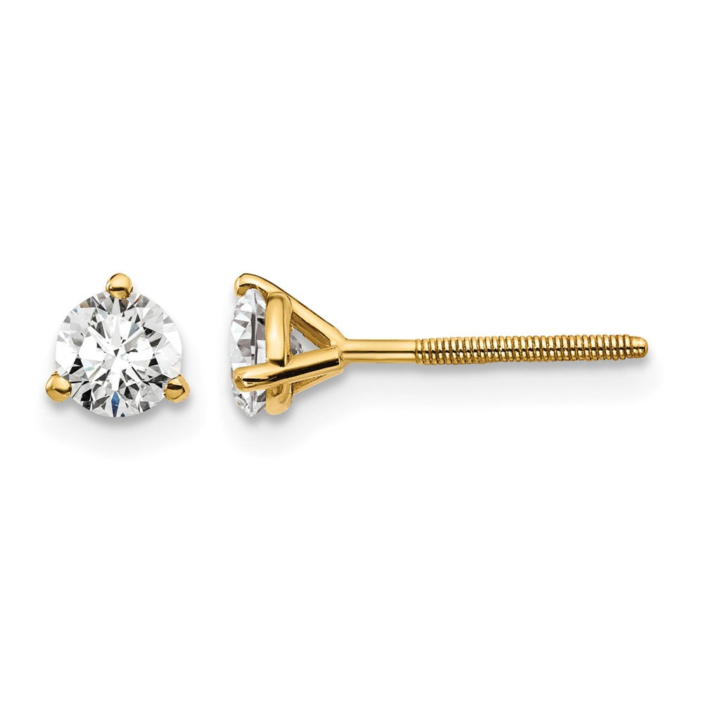 14ky 1/2ct Cert Lab Grown Diamond VS+ F+ Round Comp Screwback Earrings
