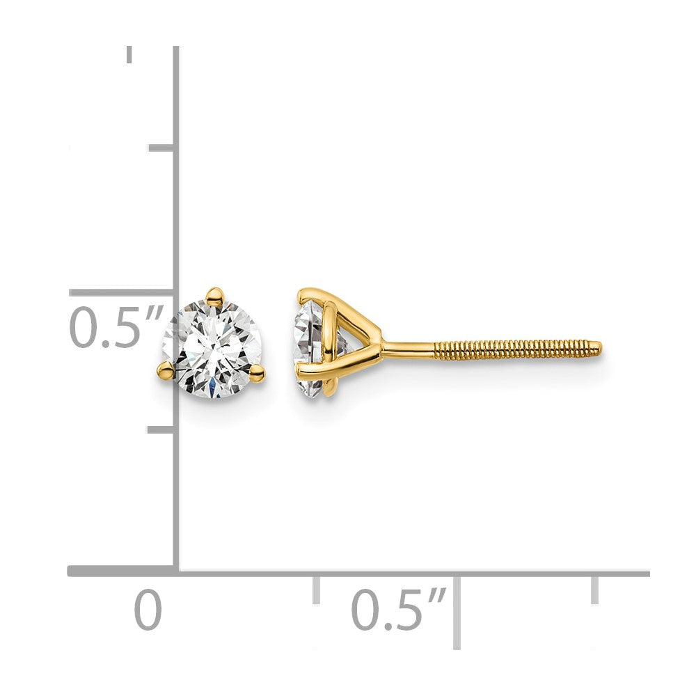 14ky 5/8ct Cert Lab Grown Dia VS/SI+ G+ Round Comp Screwback Earrings