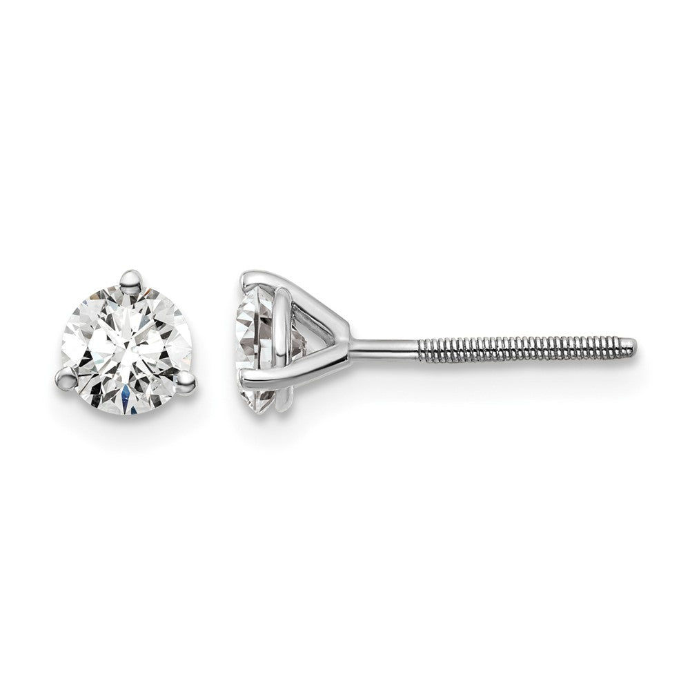 18kw 3/4ct Cert Lab Grown Diamond VS+ F+ Round Comp Screwback Earrings