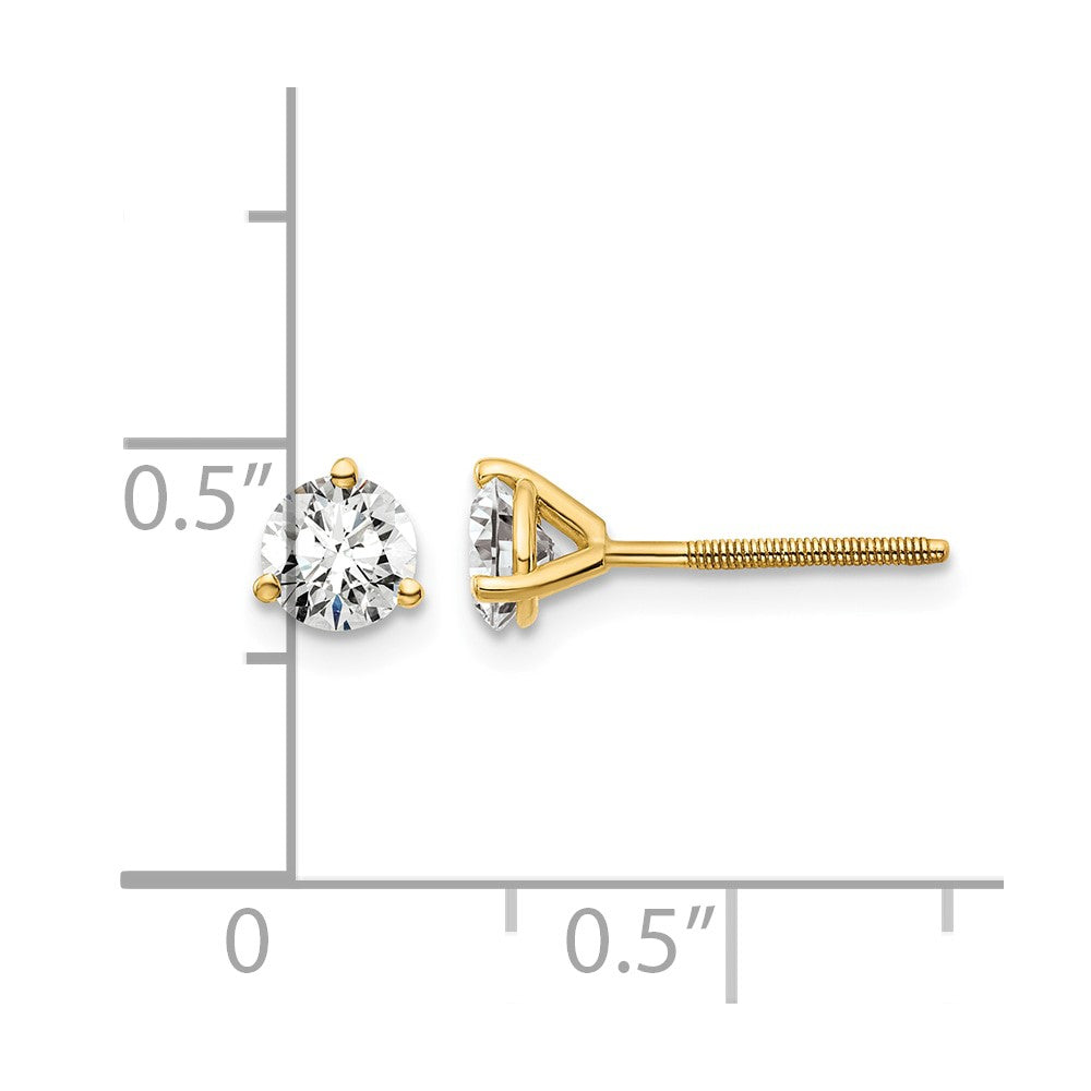 18ky 3/4ct Lab Grown Diamond VS+ F+ Round Complete Screwback Earrings
