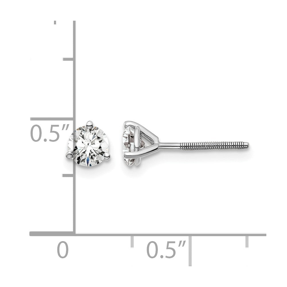 14kw 3/4ct Cert Lab Grown Dia VS/SI+ G+ Round Comp Screwback Earrings