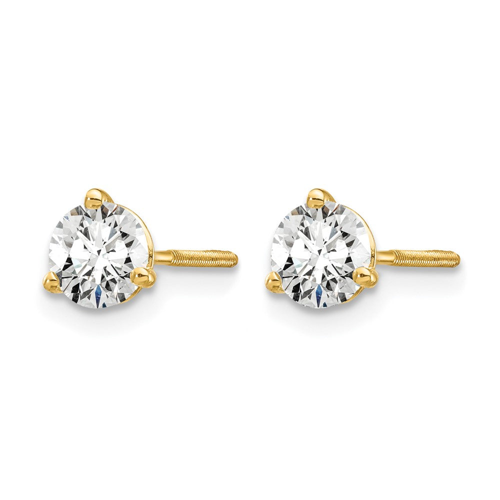 14ky 3/4ct Cert Lab Grown Dia VS/SI+ G+ Round Comp Screwback Earrings