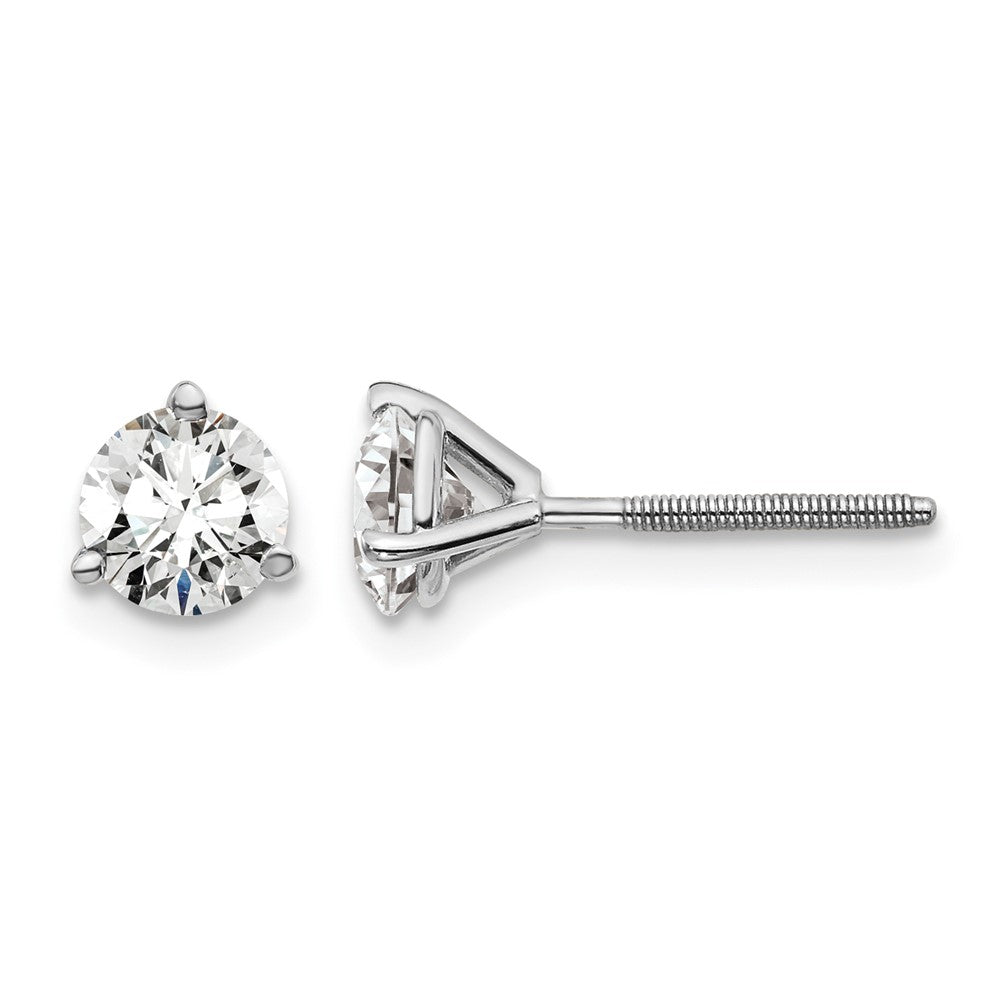 18kw 1ct Lab Grown Diamond VS+ F+ Round Comp Screwback Earrings