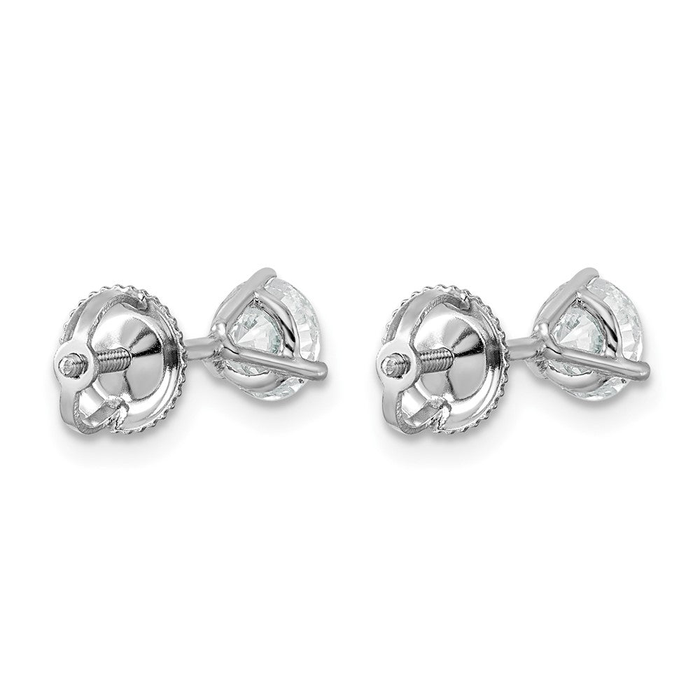 14kw 1ct Lab Grown Dia VS/SI+ G+ Round Complete Screwback Earrings