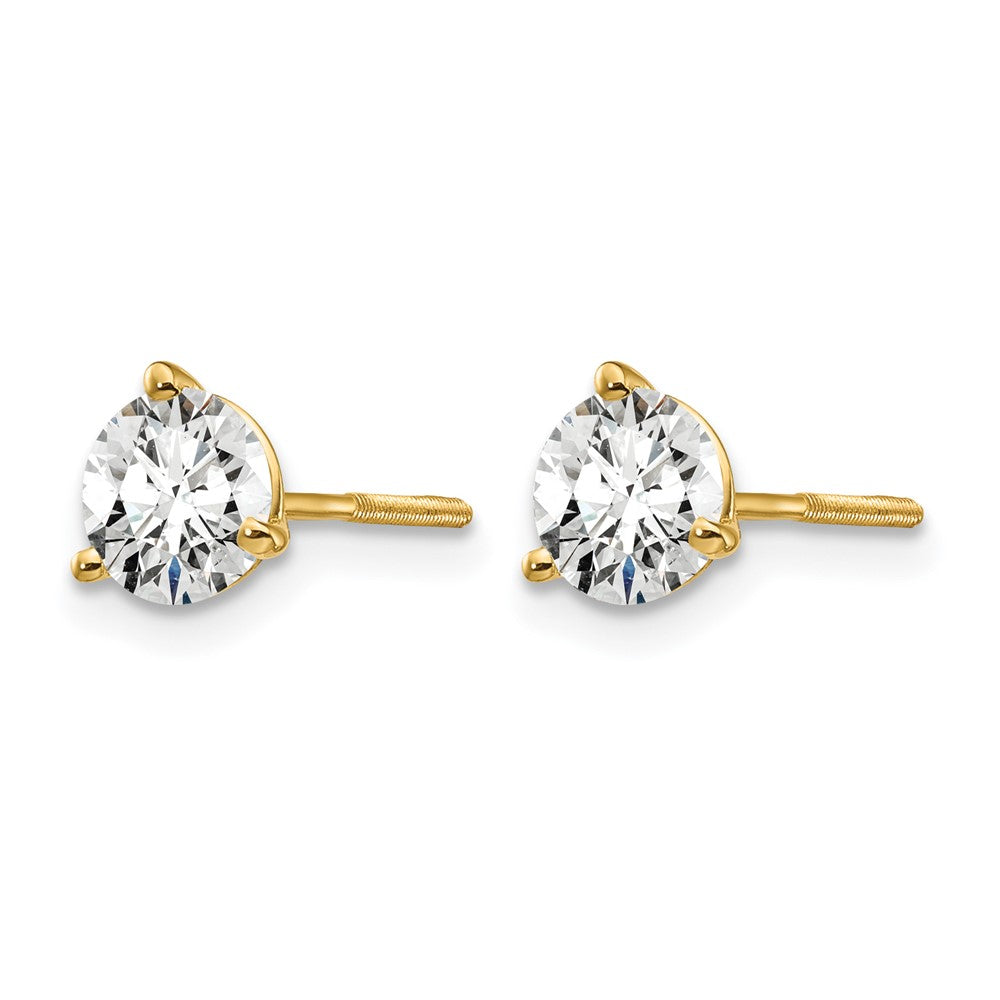 14ky 1ct Cert Lab Grown Diamond VS/SI+ G+ Round Comp Screwback Earrings
