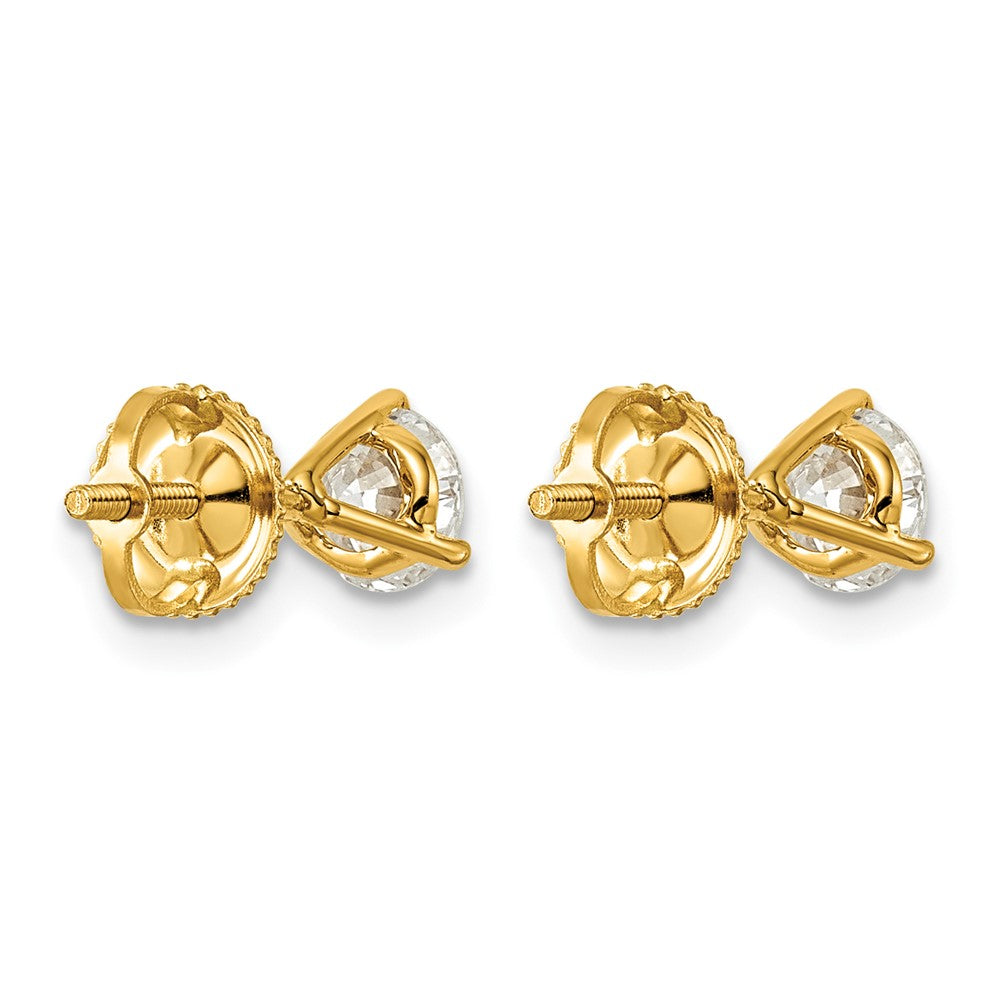 14ky 1ct Lab Grown Diamond VS/SI+ G+ Round Comp Screwback Earrings