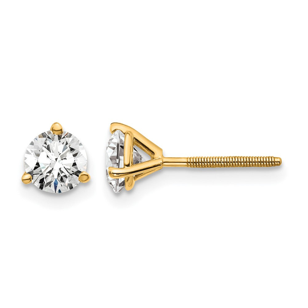 14ky 1ct Cert Lab Grown Diamond VS+ F+ Round Comp Screwback Earrings