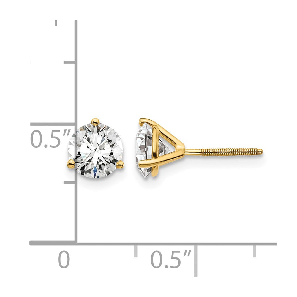 18ky 1 1/2ct Lab Grown DIA. VS+ F+ Round Complete Screwback Earrings
