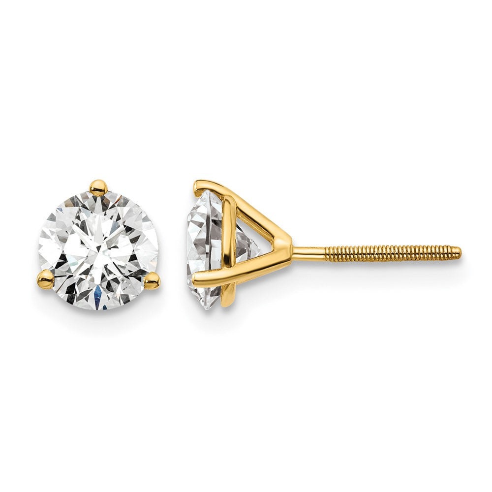 18ky 1 1/2ct Lab Grown DIA. VS+ F+ Round Complete Screwback Earrings